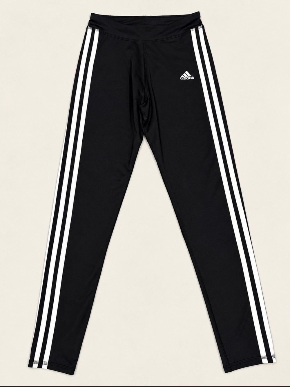 adidas Black Leggings with White Three-Stripe Side Panels